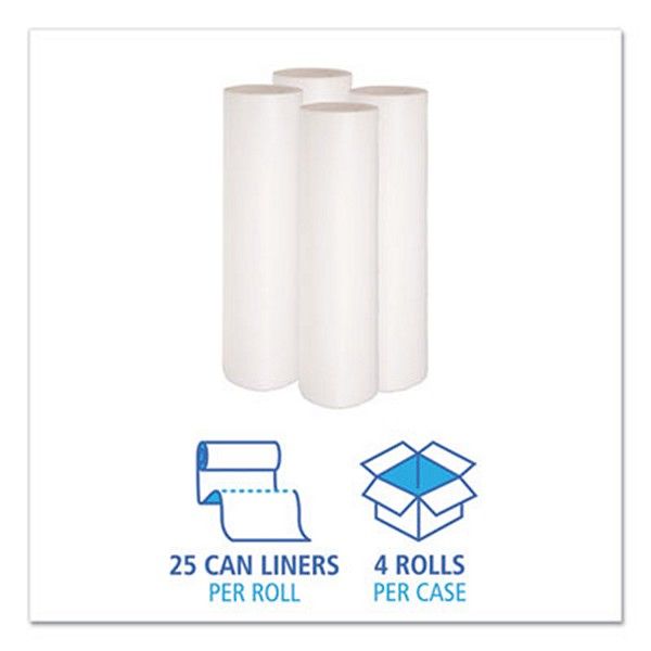 Boardwalk® Low-Density Waste Can Liners, 56 Gal, 0.6 Mil, 43" X 47", White, 100/carton