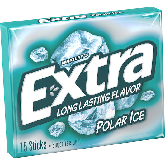 Extra 15 Piece/Unit Single Serve Polar Ice Gum, 15 Piece, 10 Per Pack, 12 Packs Per Case