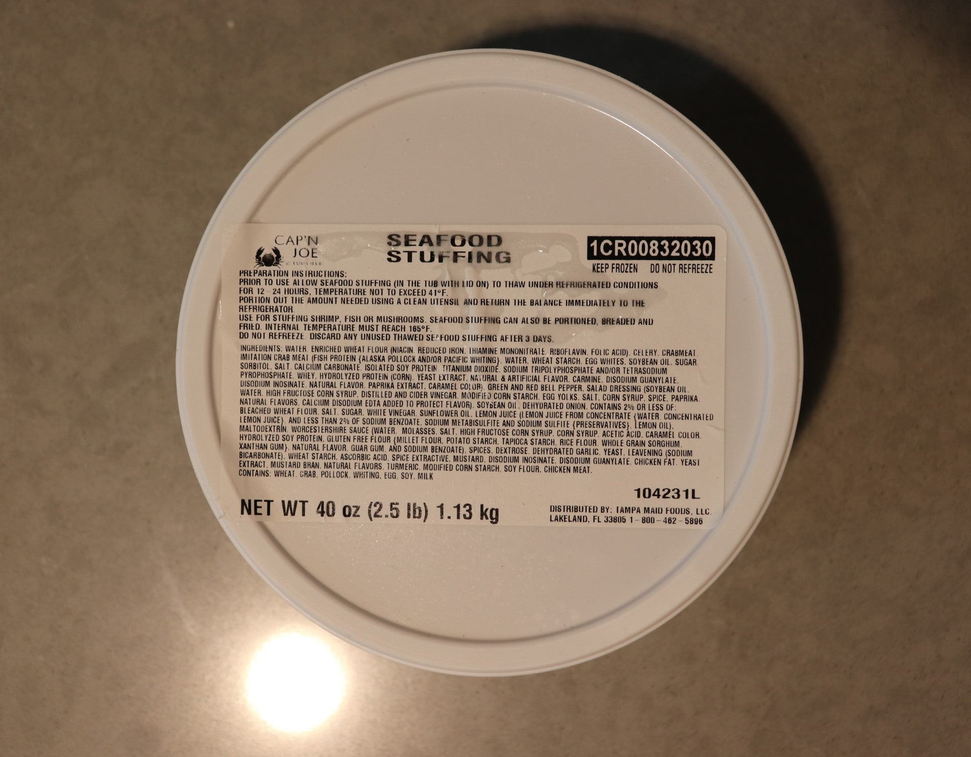 Seafood Stuffing In Tubs 2.5 Pound Each - 3 Per Case