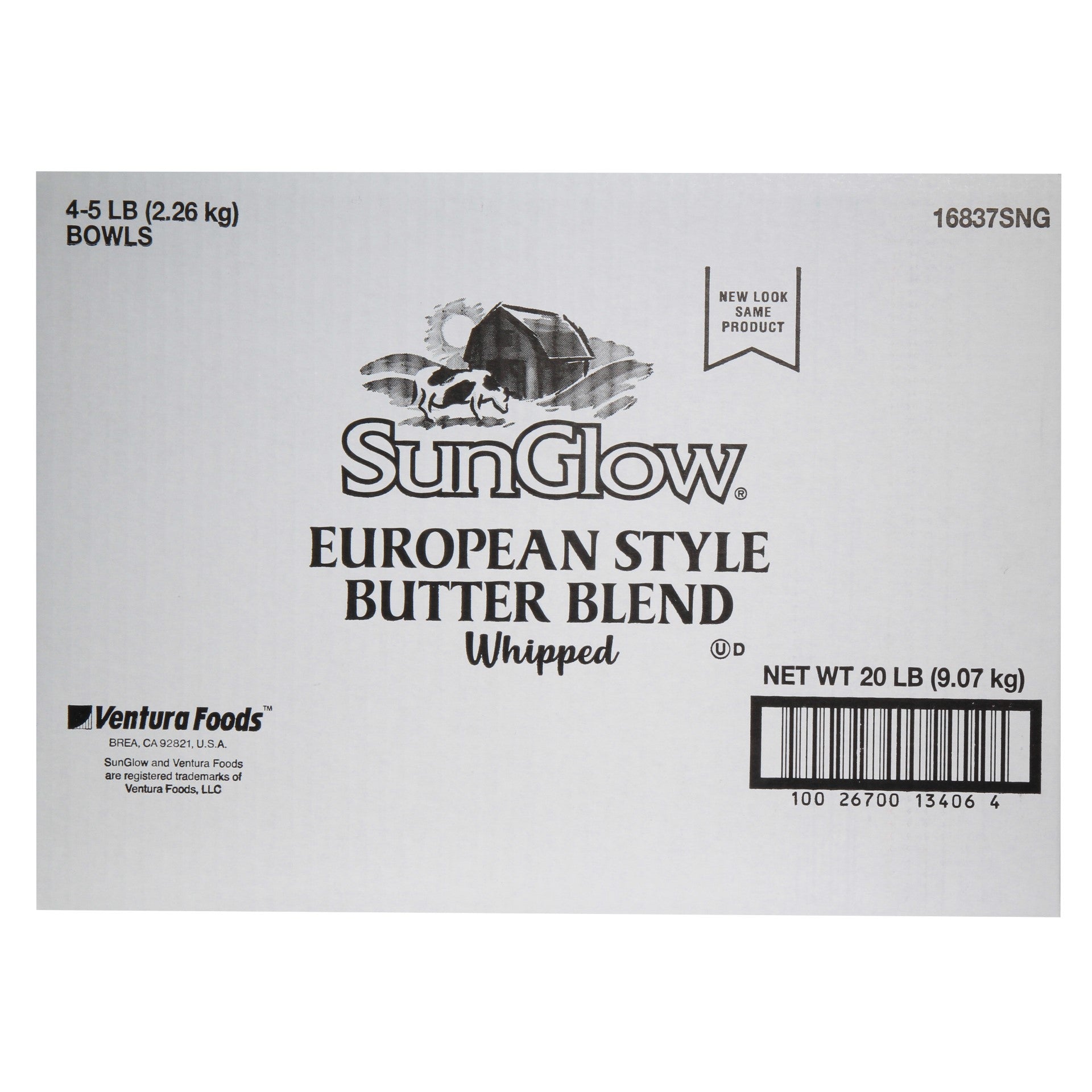 Sun Glow Zero S Trans Fat European Stylewhipped Butter Blend 5 Pound Each - 4 Per Case