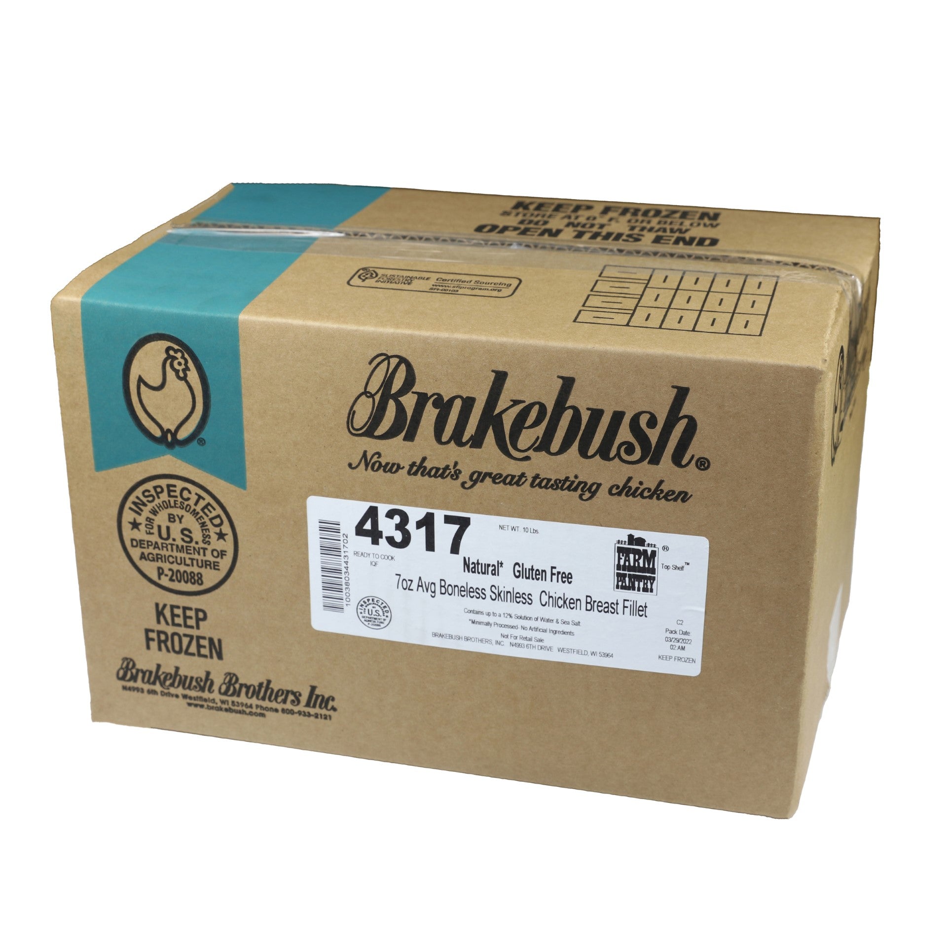 Brakebush(r) Farm Pantry(r) Top Shelf Filetsready To Cook Natural Gluten Free Marina 5 Pound