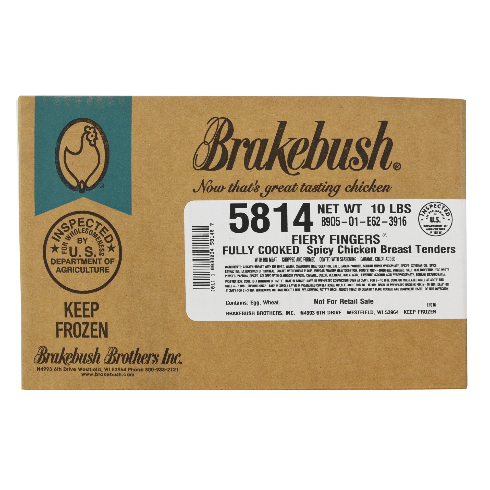 Brakebush(r) Smartshapes(r) Fiery Fingers(r)glazed Breast Strips Fully Cooked Frozen 5 Pound