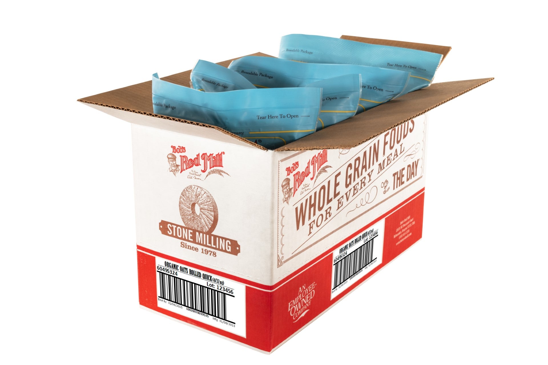 Bob's Red Mill Organic Quick Cooking Rolled Oats 32 Ounce Size - 4 Per Case