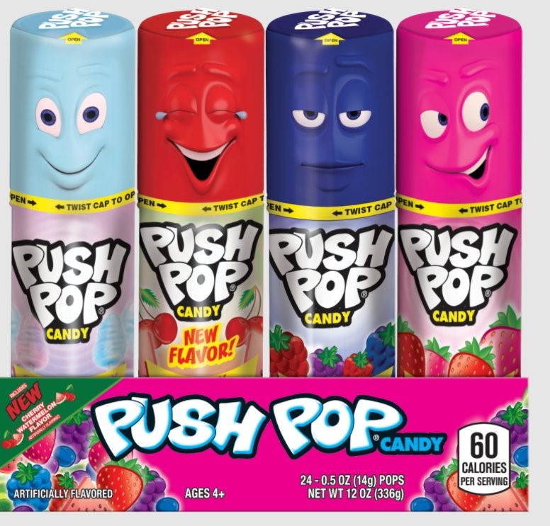There Are Twenty Four () Push Pops (sellingunit) In A Display Box Each Display Box Con .5 Ounce