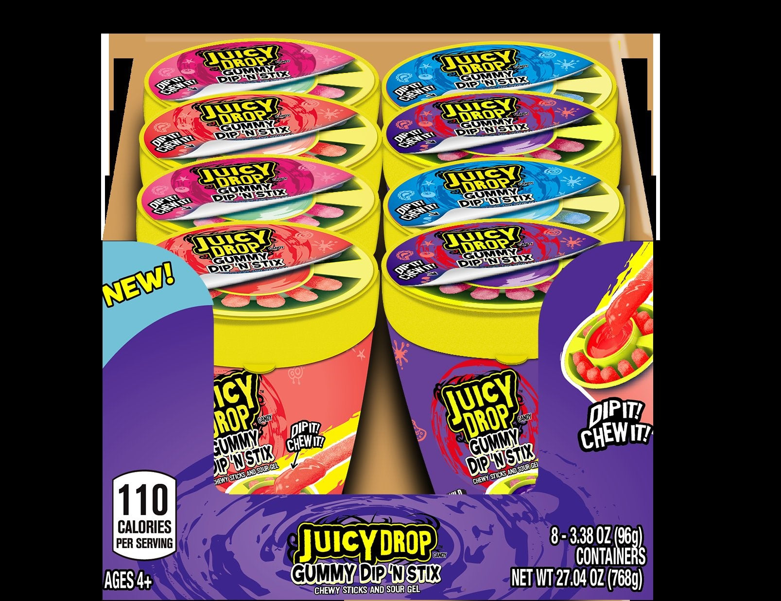 Juicy Drop Gummy Dip N Stix Cup Goodsct 3.4 Ounce Size - 128 Per Case