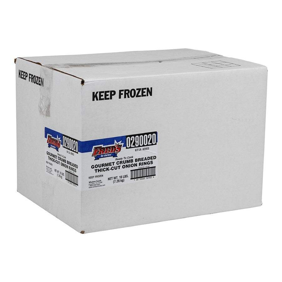 Fred's Breaded Gourmet Crumb Thick Cut Onion Ring In Box 2 Pound Each - 8 Per Case