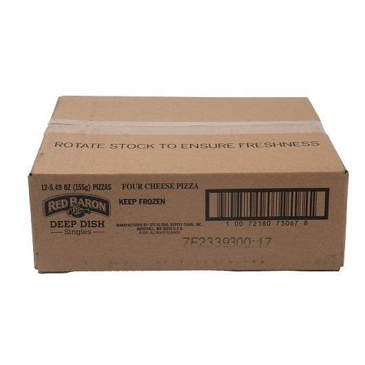 Red Baron Four Cheese Pizza 5 Inch Deep Dish Singles 5.49 Ounce Size - 12 Per Case