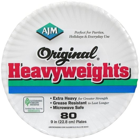 Ajm Original Heavyweight Paper Plate, 12 Count, 12 Per Case