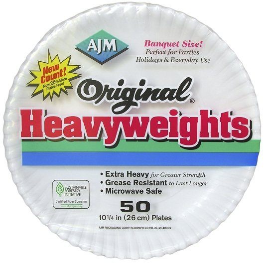 Ajm Plate Paper Original Heavy Weight 10.25 Inch, 50 Count, 12 Per Case