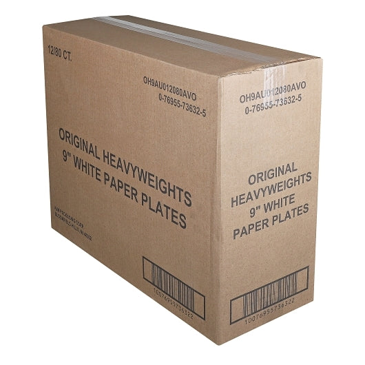 Ajm Original Heavy Weight Ultra Paper Plates 9 Inch, 80 Count, 12 Per Case