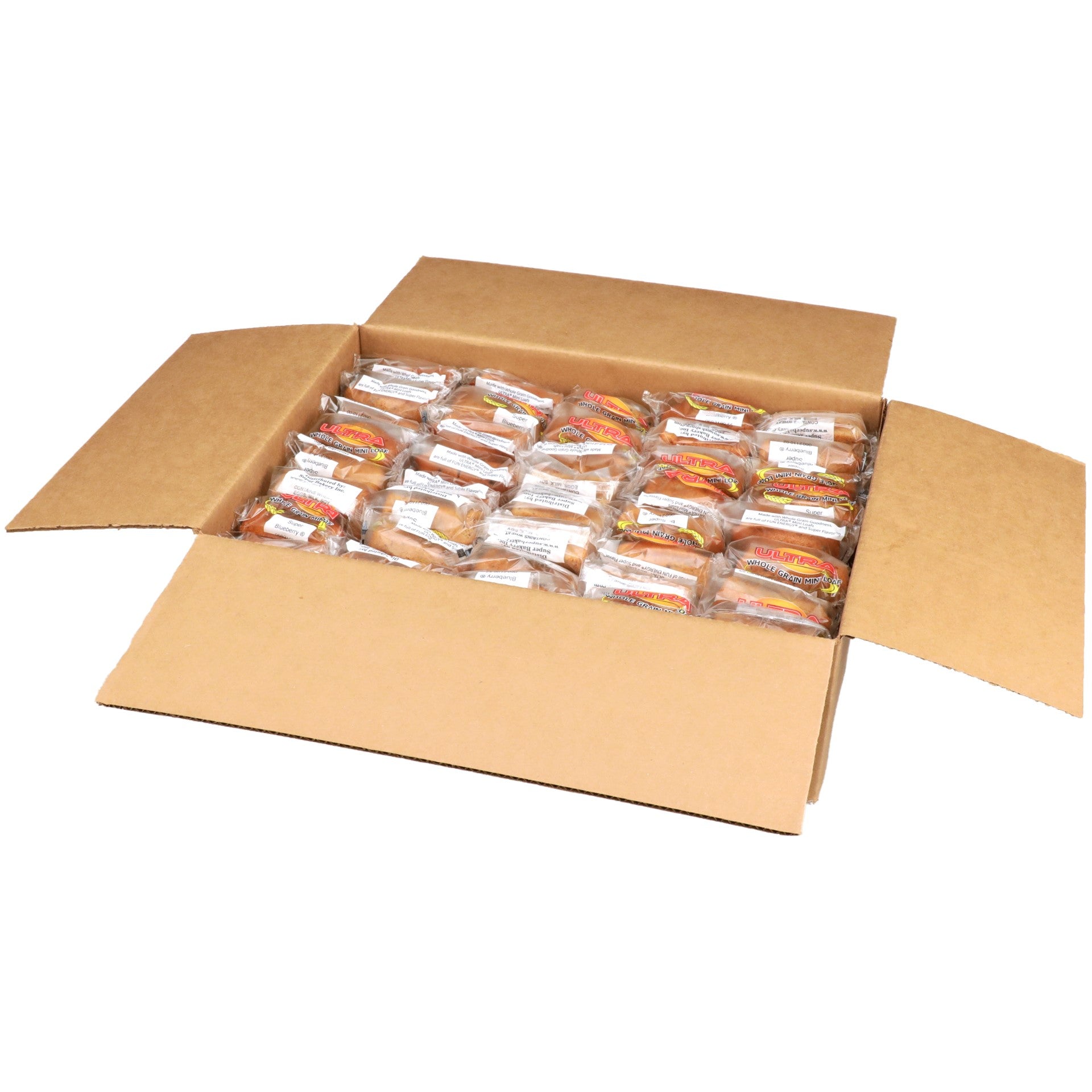 Super Bakery Ultra Individually Wrapped Wholegrain Super Blueberry Mini Loaf 2.05 Ounce Size -