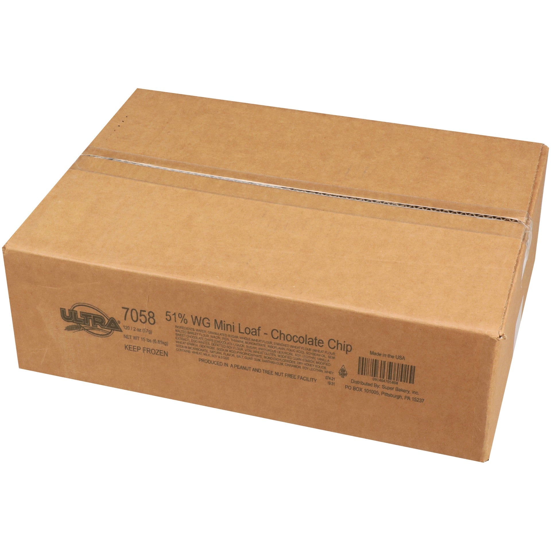 Super Bakery Ultra Individually Wrapped Wholegrain Chocolate Chip Mini Loaf 2.05 Ounce Size -