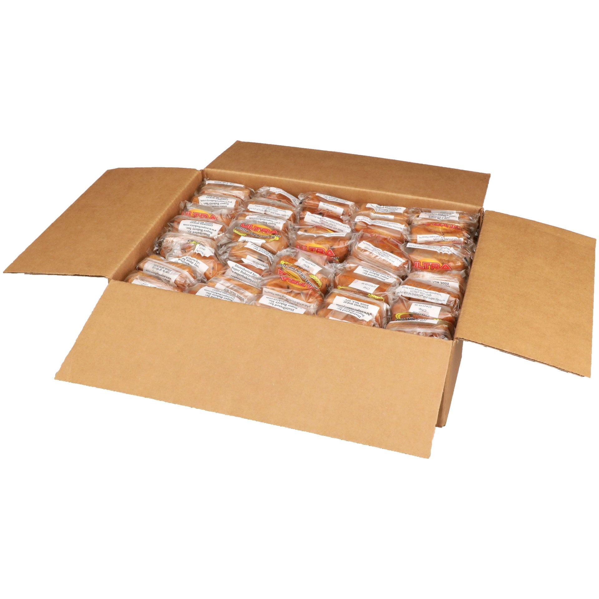 Super Bakery Ultra Individually Wrapped Wholegrain Chocolate Chip Mini Loaf 2.05 Ounce Size -