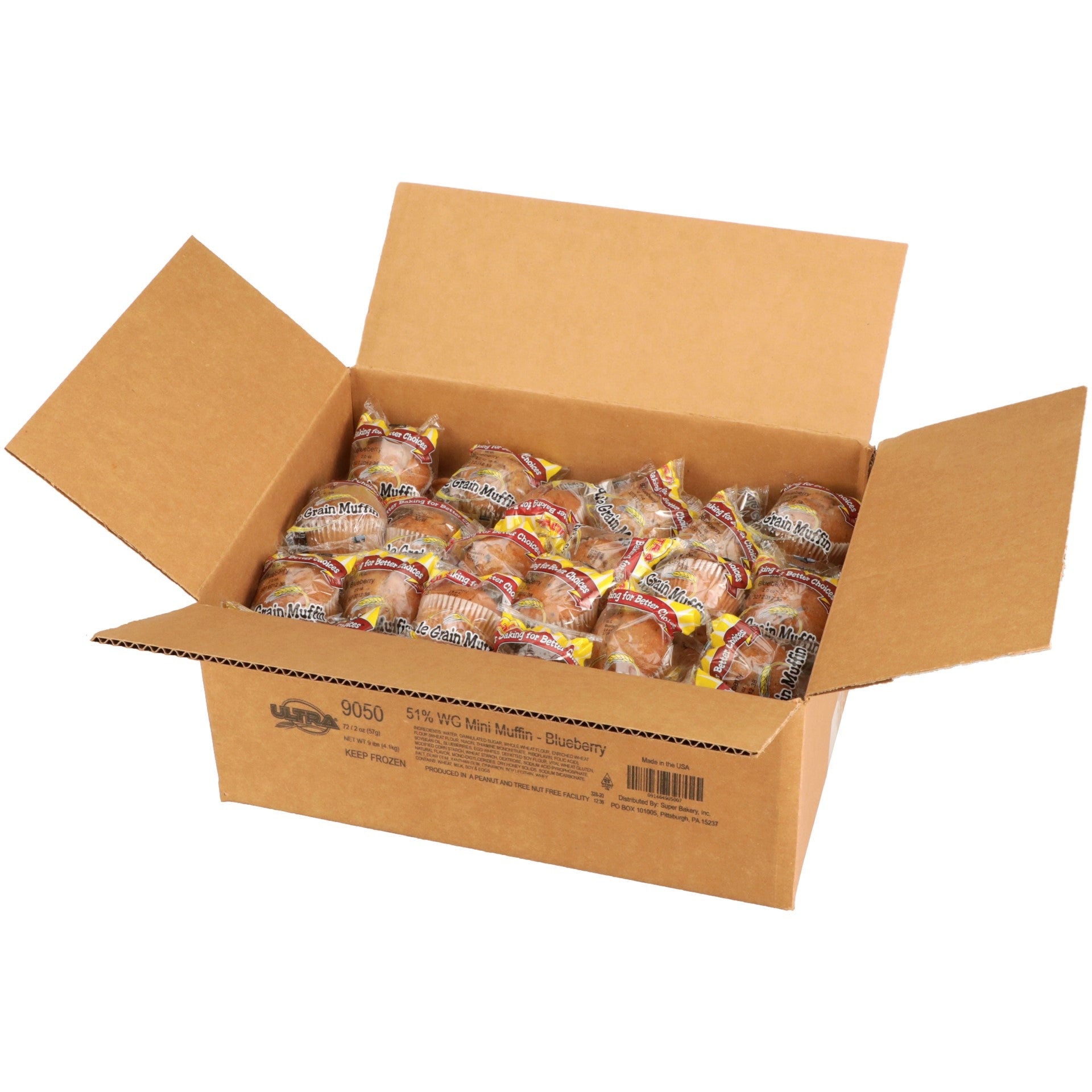 Super Bakery Ultra Individually Wrapped Wholegrain Blueberry Muffin 2.05 Ounce Size - 72