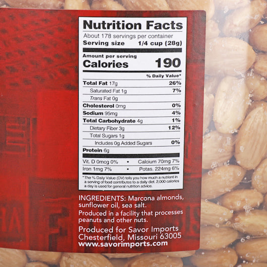 Savor Imports Marcona Almonds Fried & Salted 11 Pound Each - 1 Per Case.