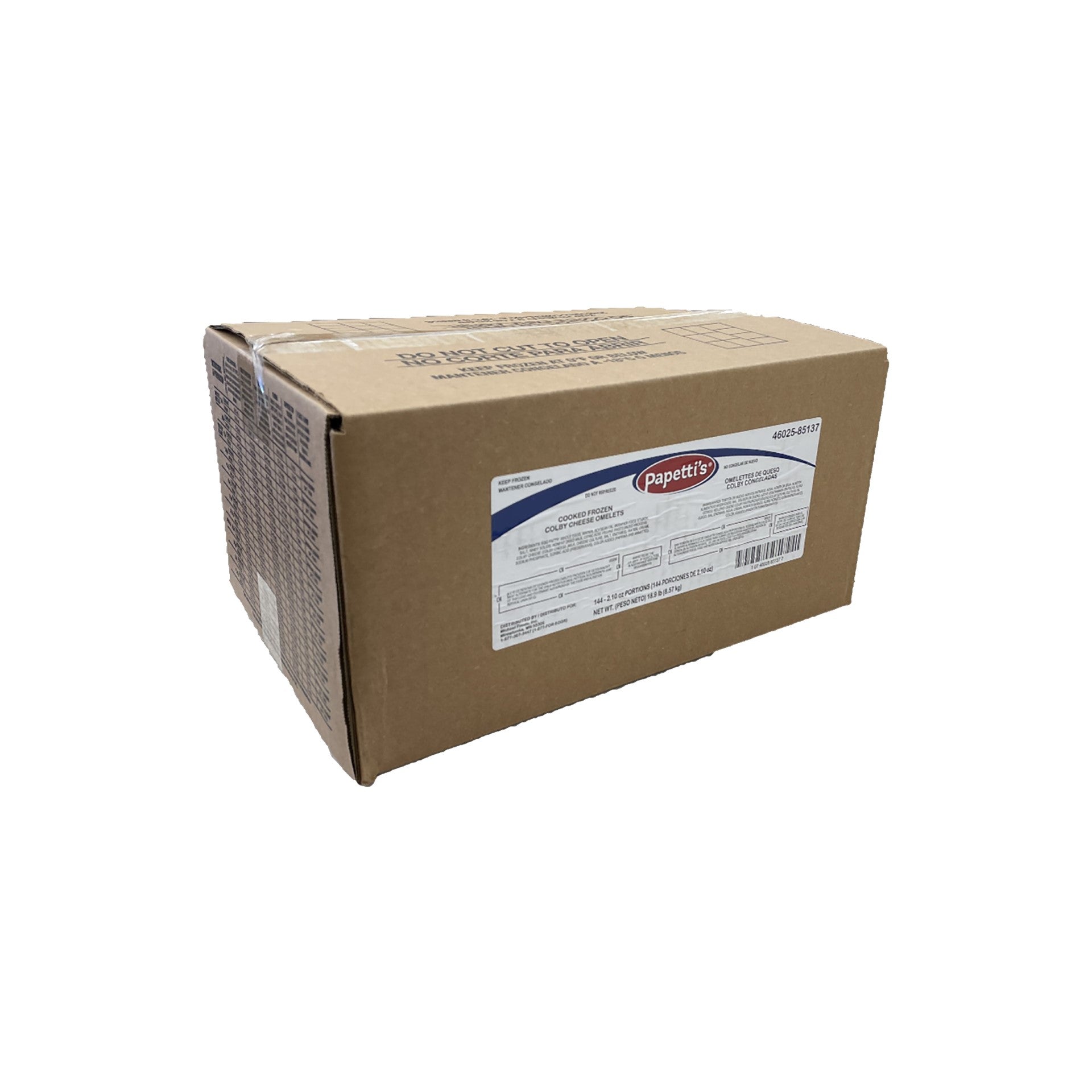 Papetti's(r) Fully Cooked Five Inch Five Inch Singlefold Omelet Filled With Colby Cheese 2.1 Ounce - 144 Per Case