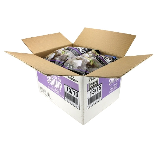 Seamazz White Shrimp Peeled And Deveined Tail On Raw Under 15 Count/Lb, 2 Pound Packs, 10 Per Case