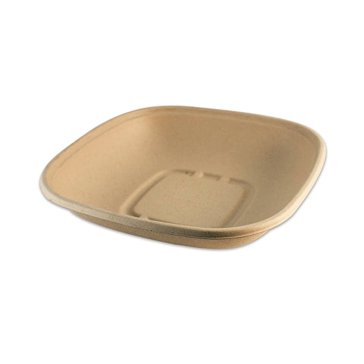 World Centric 48 Oz Square Bowls - Unbleached Plant Fiber - Compostable, 50 Each, 8 Per Case
