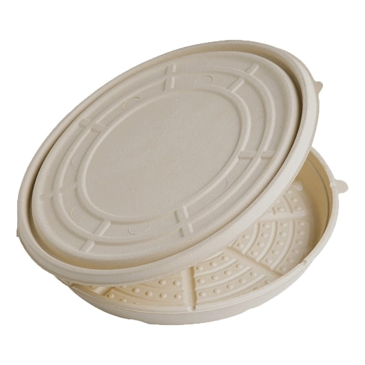 World Centric Pizza Round - Deep-Dish Pizza Tray Clamshell - Unbleached Plant Fiber, 25 Each, 4 Per Case