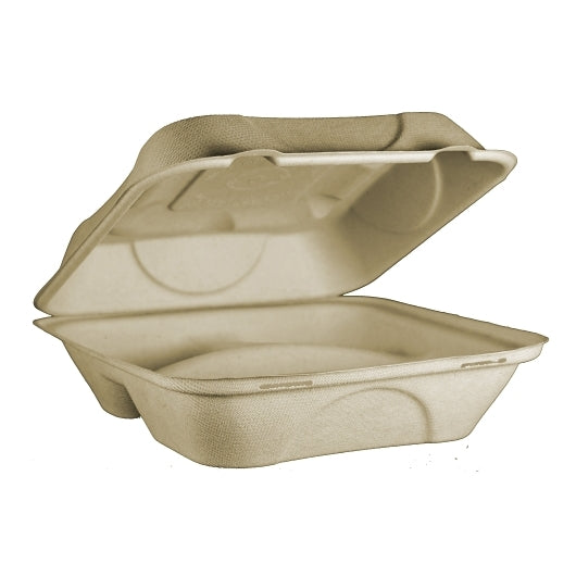 World Centric 9X9x3 3 Comp. Fiber Clamshell, 50 Each, 6 Per Case