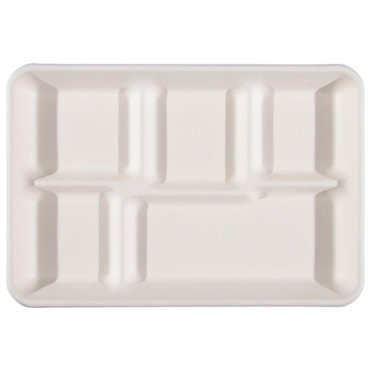Tellus No Pfas Added 5-Compartment Tray, 400 Count, 50 Each, 8 Per Case