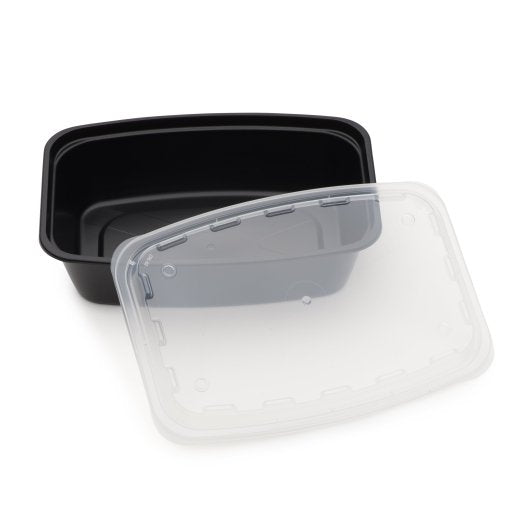 Cubeware Black & Clear Rectangular Plastic Container With Vented Lid, 150 Set