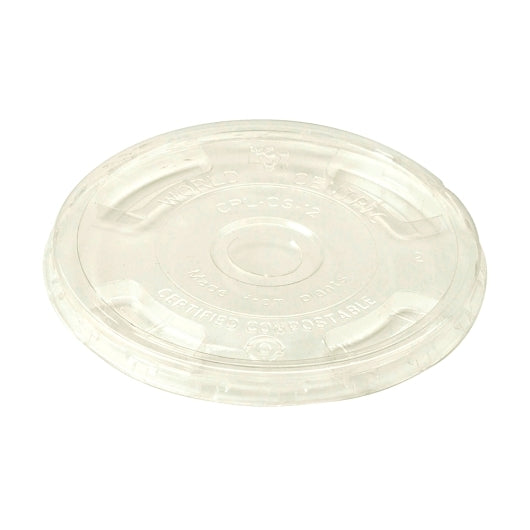World Centric 10-24 Ounce Ingeo Compostable Clear Flat Lid, 100 Each, 10 Per Case