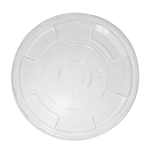 World Centric 10-24 Ounce Ingeo Compostable Clear Flat Lid, 100 Each, 10 Per Case