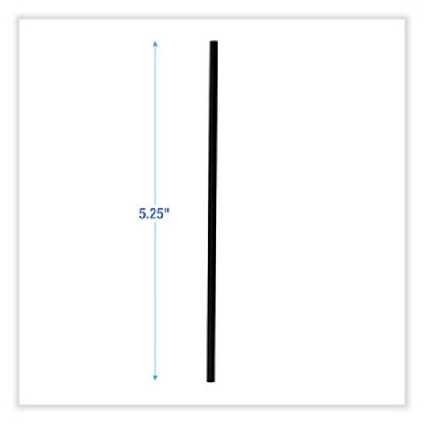 Boardwalk® Single-Tube Stir-Straws, 5.25", Polypropylene, Black, 1,000/pack, 10 Packs/carton