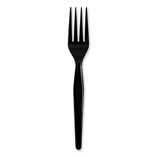 Boardwalk® Heavyweight Wrapped Polystyrene Cutlery, Fork, Black, 1,000/carton