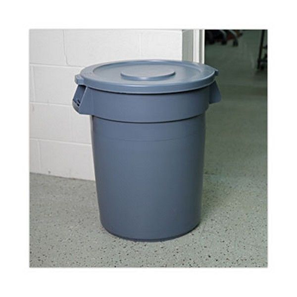 Boardwalk® Lids For 32 Gal Waste Receptacle, Flat-Top, Round, Plastic, Gray