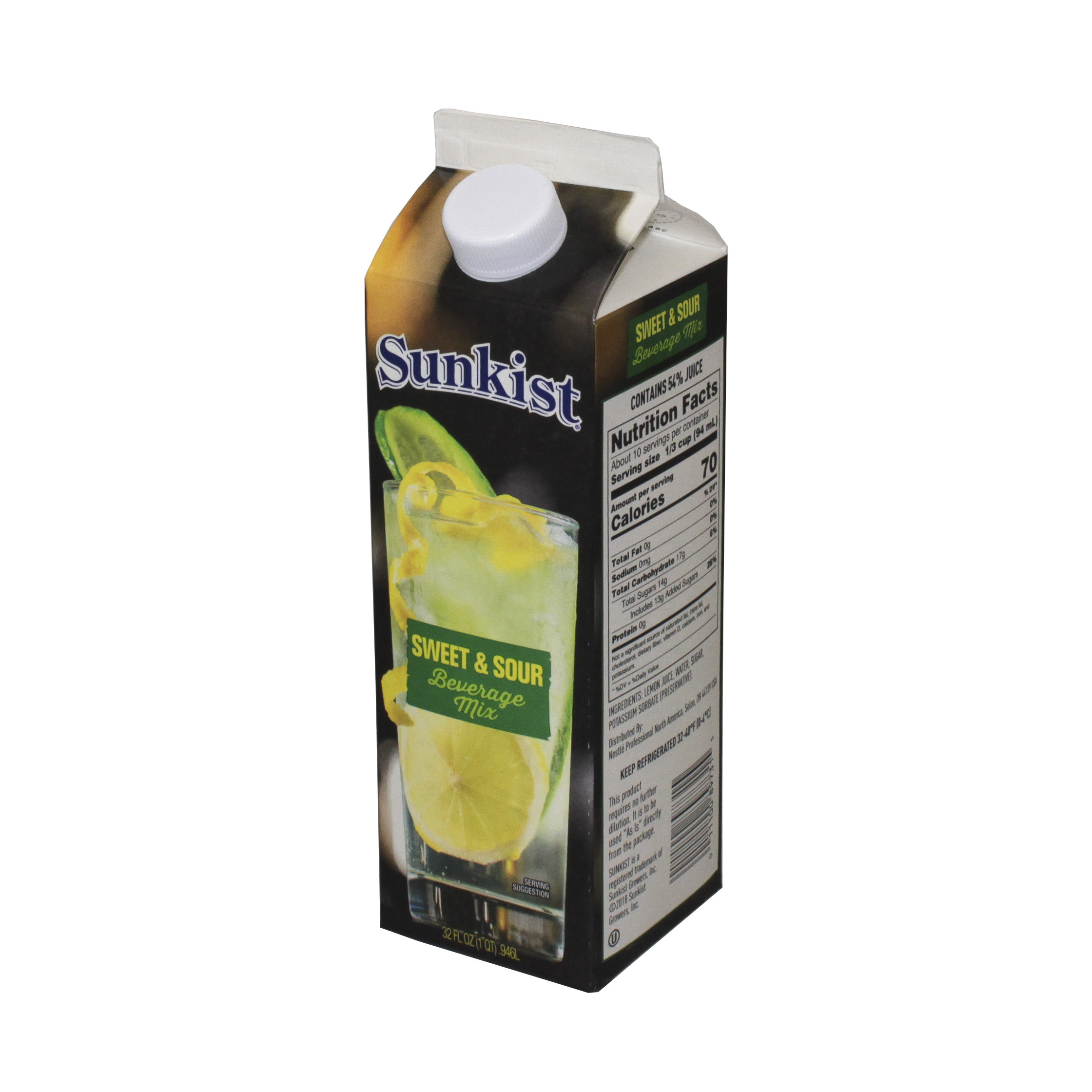 Sunkist Sweet Sour Lemon Cocktail Mixer 32 Fluid Ounce - 12 Per Case