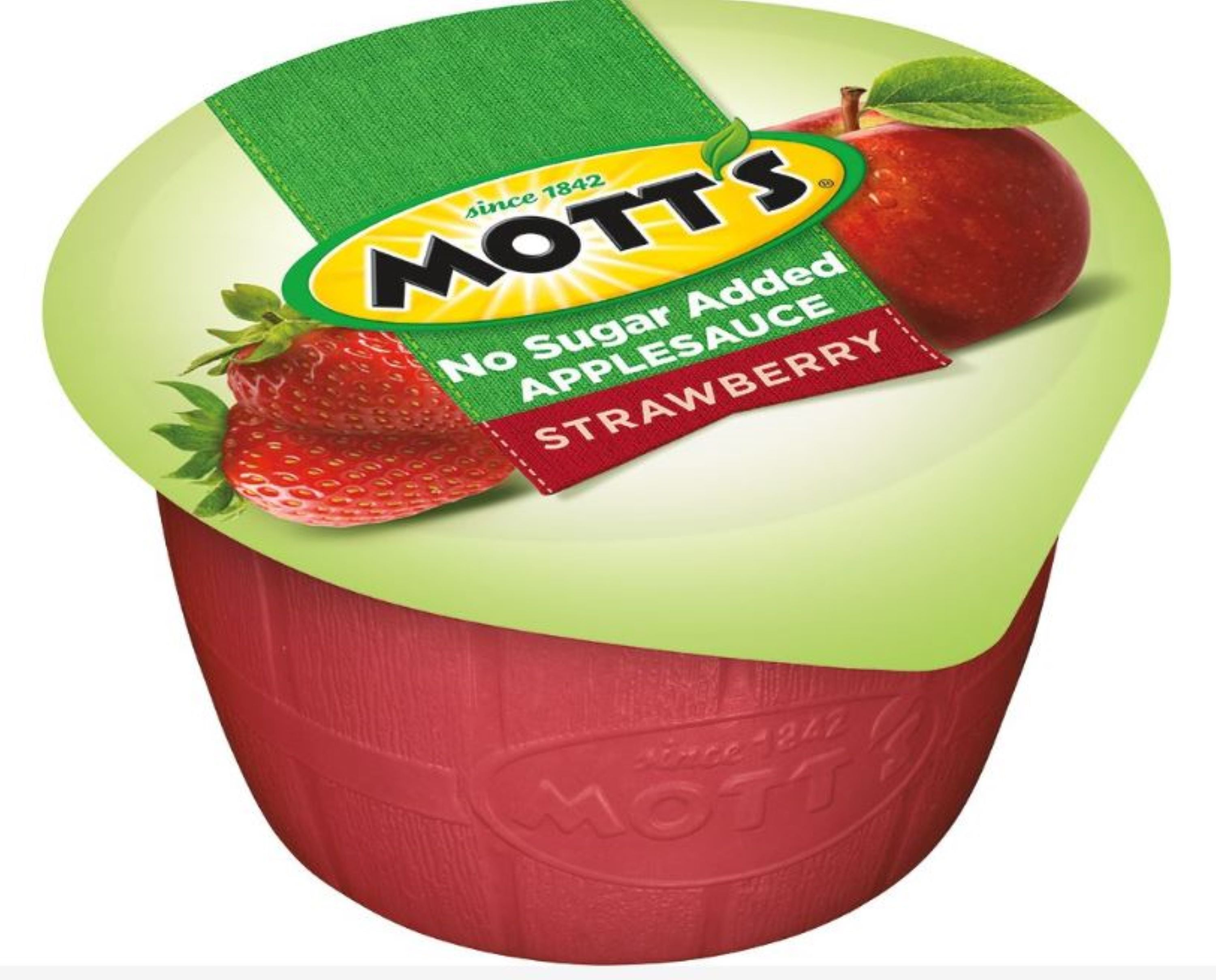 Motts Apple Sauce Strawberry Unsweetened Tub 4.5 Ounce Size - 72 Per Case