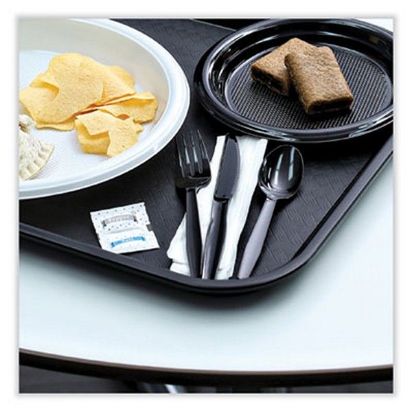 Boardwalk® Six-Piece Cutlery Kit, Condiment/fork/knife/napkin/teaspoon, Black, 250/carton