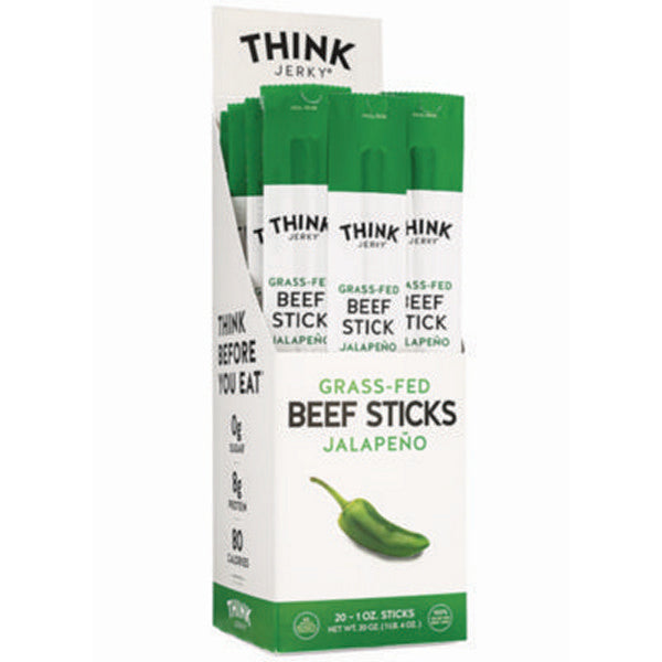 Jalapeno 100% Grass-Fed Beef Sticks, 1 oz Individually Wrapped Sticks, 20/Carton