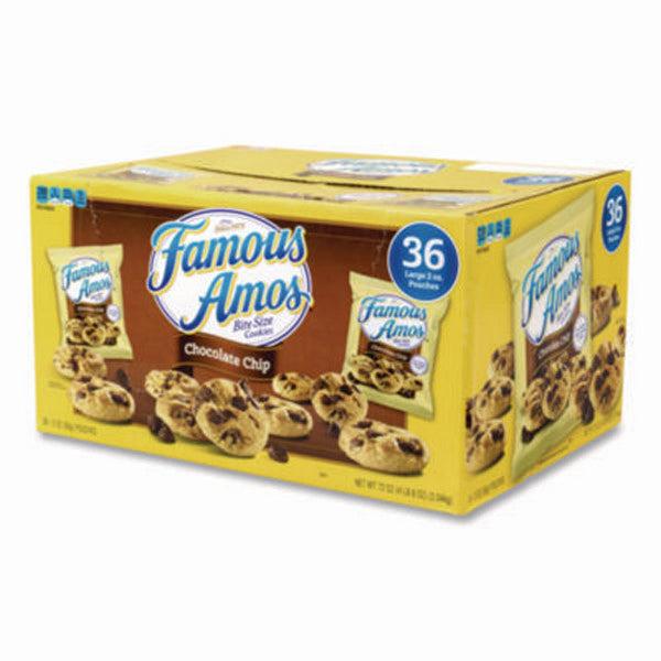 Famous Amos Cookies, Chocolate Chip, 2 oz Bag, 36/Carton