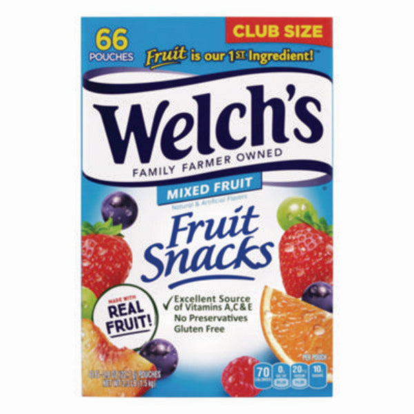 Fruit Snacks, Mixed Fruit, 0.8 oz Pouch, 66 Pouches/Box