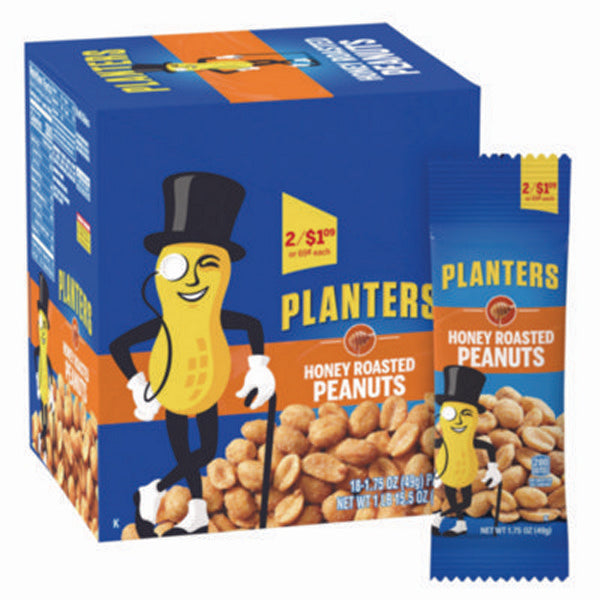 Honey Roasted Peanuts, 1.75 oz Tube, 18/Box