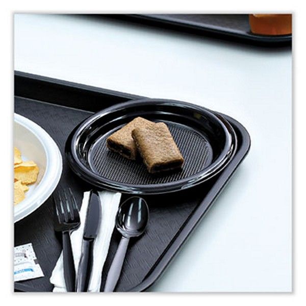 Boardwalk® Hi-Impact Plastic Dinnerware, Plate, 9" Dia, Black, 500/carton