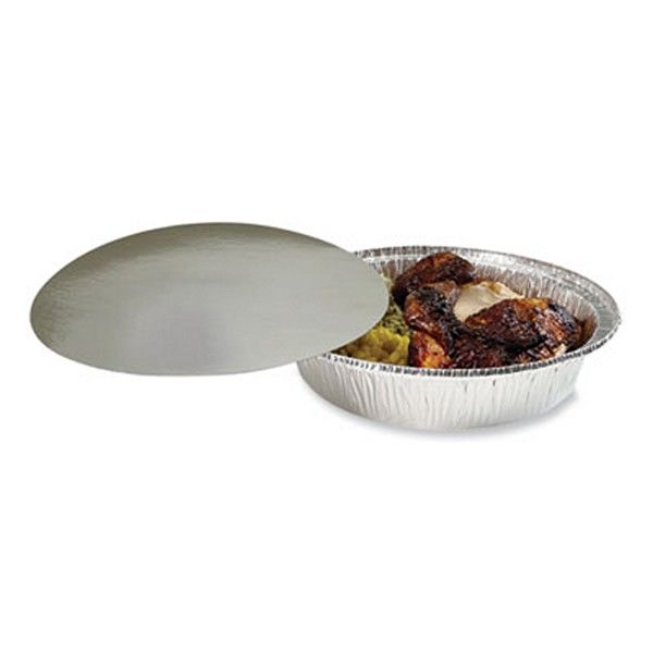 Boardwalk® Boardwalk Round Aluminum To-Go Container Lids, Flat Lid, 9", Silver, Paper, 500/carton