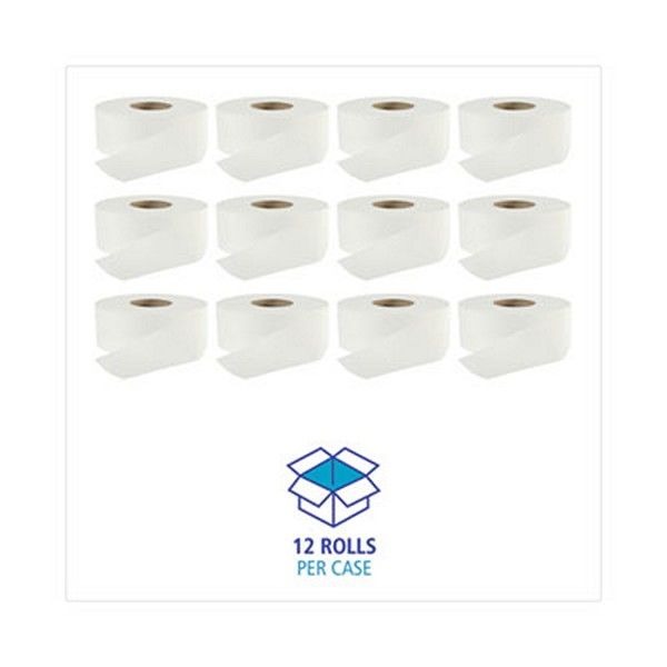 Boardwalk® Jumbo Roll Bathroom Tissue, Septic Safe, 2-Ply, White, 3.2" X 525 Ft, 12 Rolls/carton