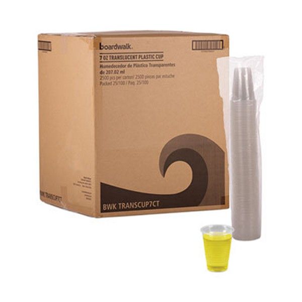 Boardwalk® Translucent Plastic Cold Cups, 7 oz, Polypropylene, 100 Cups/Sleeve, 25 Sleeves/Carton