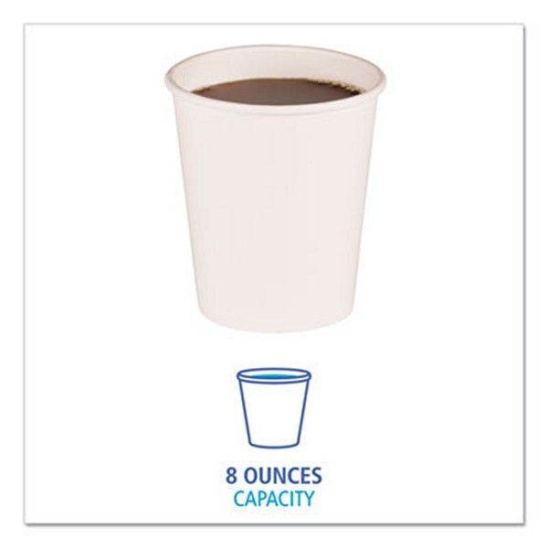 Boardwalk® Paper Hot Cups, 8 Oz, White, 20 Cups/sleeve, 50 Sleeves/carton