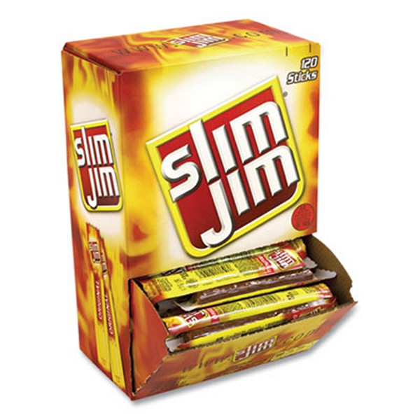 SlimJim Beef Jerky Meat Sticks Original, 0.28 Stick, 120 Sticks/box