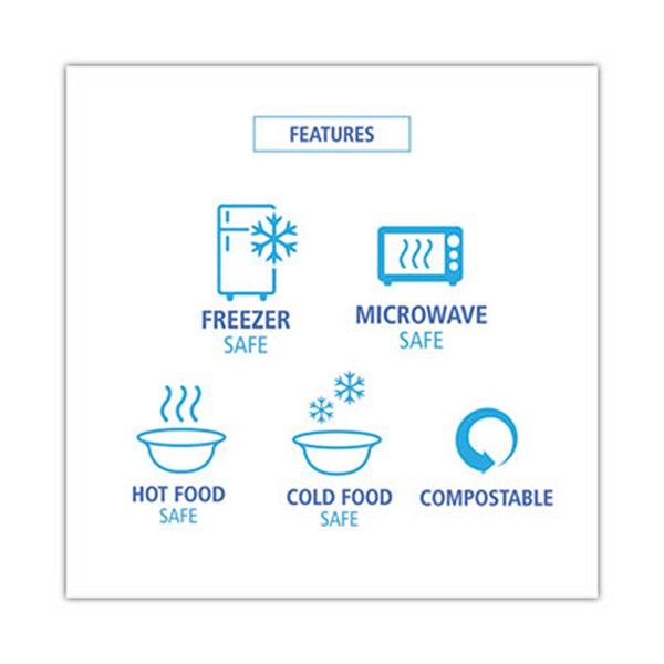 Boardwalk® Bagasse Food Containers, Hinged-Lid, 1-Compartment 9 X 6 X 3.19, White, 125/sleeve, 2 Sleeves/carton