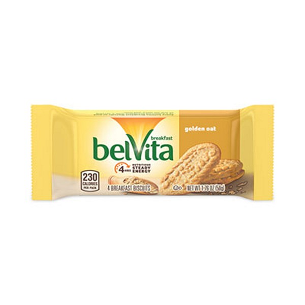 Nabisco belVita Breakfast Biscuits, Golden Oat, 1.76 Pack, 12 Packs/Box, 3 Boxes