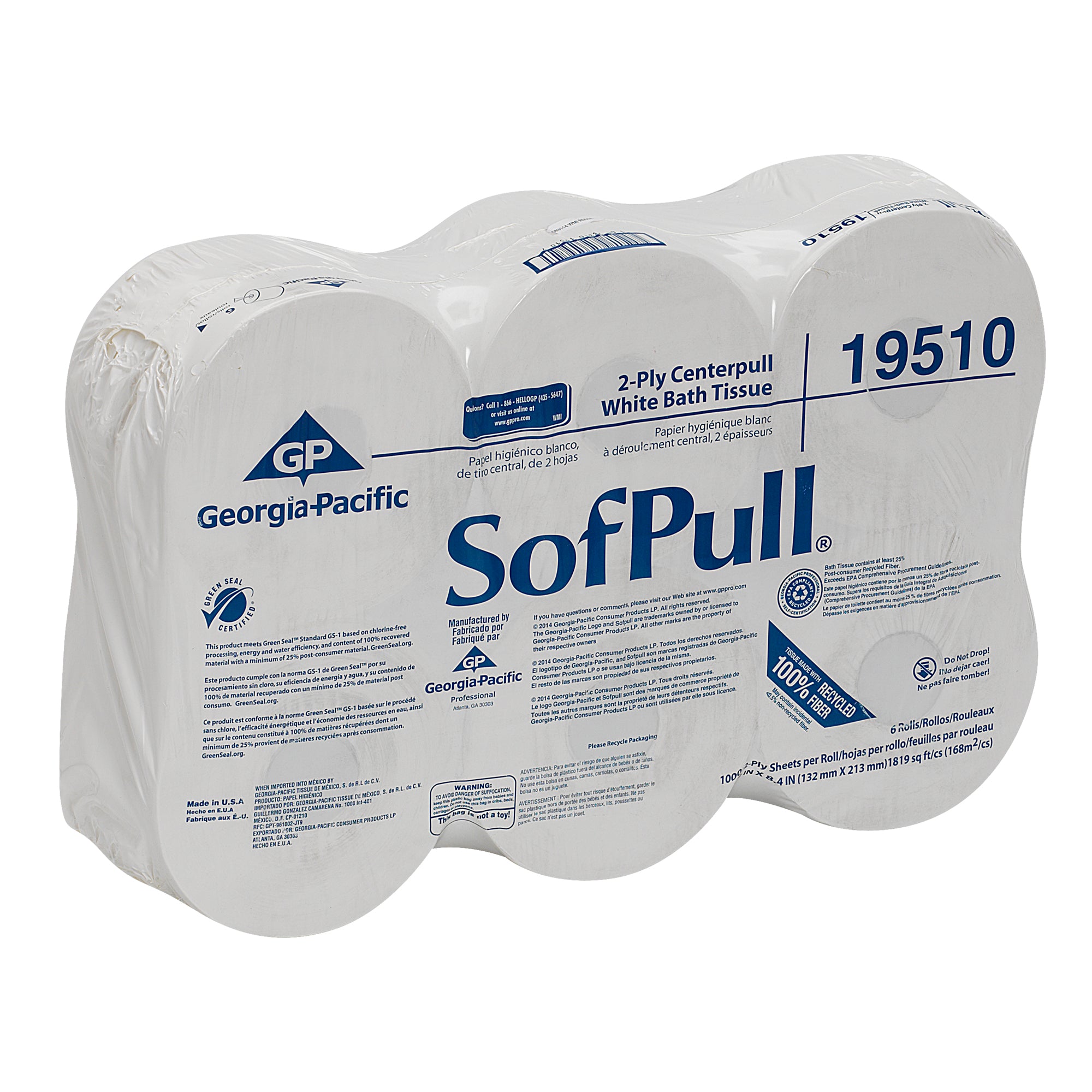 Sofpull(R) Centerpull 2-Ply High-Capacity Toilet Paper By Gp Pro (Georgia-Pacific)  White 6 Rolls P
