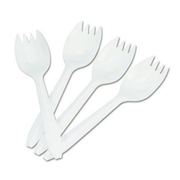 Boardwalk® Mediumweight Polypropylene Cutlery, Spork, White, 1000/carton