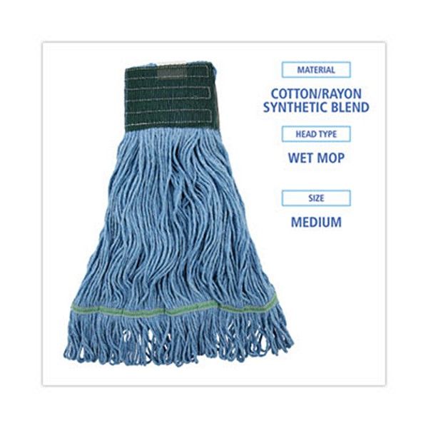 Boardwalk® Mop Head, Premium Standard Head, Cotton/rayon Fiber, Medium, Blue, 12/carton