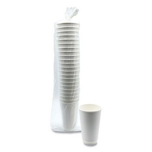 Boardwalk® Boardwalk Paper Hot Cups, Double-Walled, 16 oz, White, 25/Pack